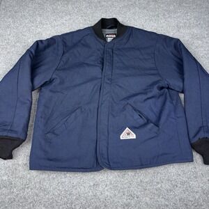 Bulwark FR Jacket Mens Large Flame Resistant Insulated Work Bomber Navy Blue